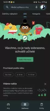 mobilni Obchod Google Play novy vzhled redesign 3 deti