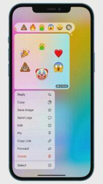 Telegram Premium ukázka emoji beta iOS 2 menu