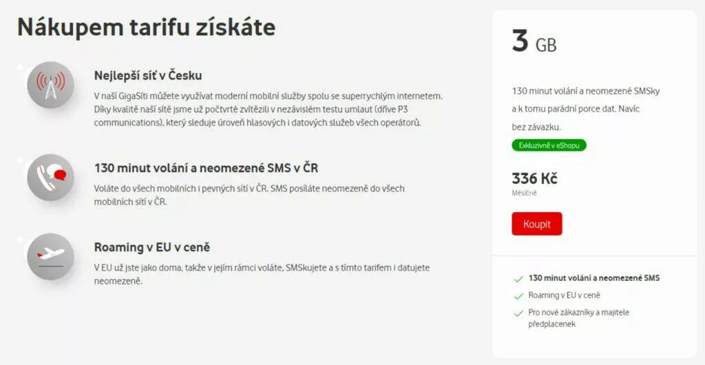 Vodafone tarif 3 GB