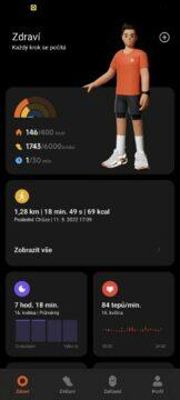Xiaomi Wear Mi Fitness aplikace 1 hlavní stránka