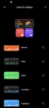Xiaomi Wear Mi Fitness aplikace 17 widget úpravy