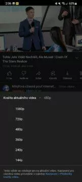 YouTube aplikace vyšší rozlišení trvale návod výběr