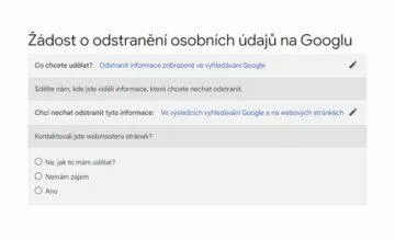 žádost o odstranění osobních údajů na Googlu