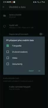 automatické stahování mobilní data