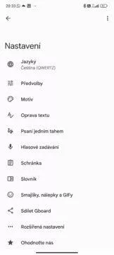 gboard nastavení