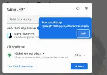 Google Workspace nový nabídka sdílení nápověda 1