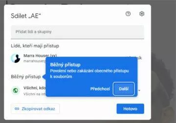 Google Workspace nový nabídka sdílení nápověda 2