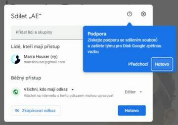 Google Workspace nový nabídka sdílení nápověda 3