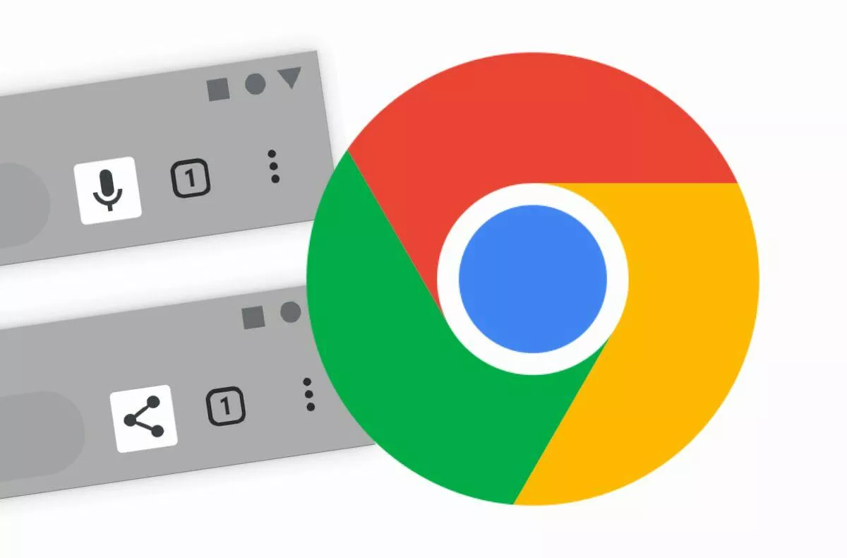 mobilní Google Chrome panel tlačítka nástroje ikony strojové učení