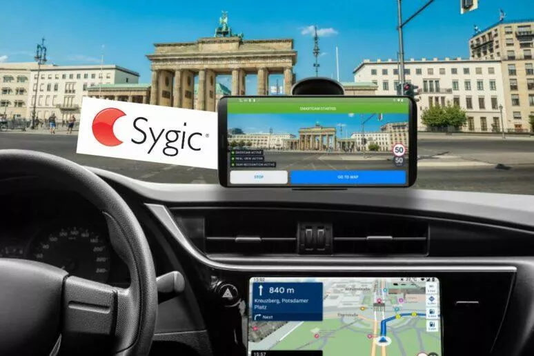 Sygic dva displeje Android Auto mobil Sygic dva displeje Android Auto mobil