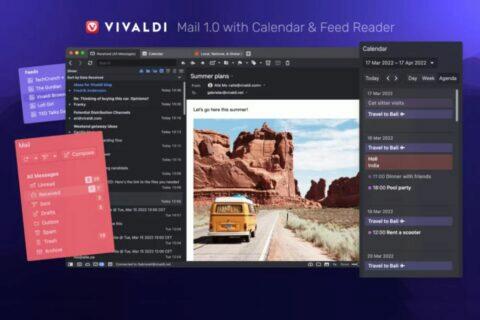 Vivaldi Mail kalendář RSS čtečka