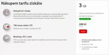 Vodafone tarif 3 GB upravený 288 Kč