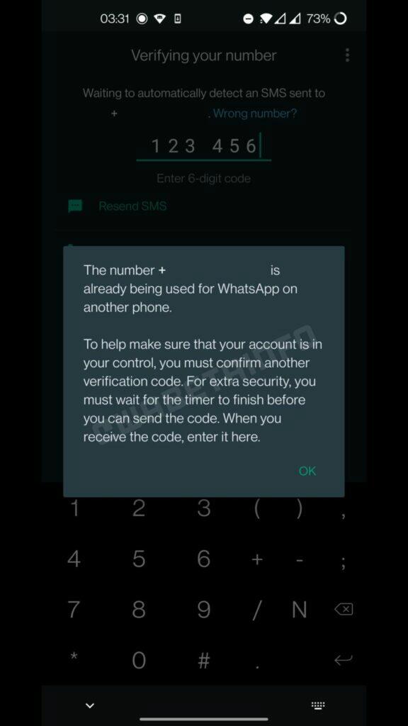 WhatsApp zabezpečení přihlašování dvojitý opakovaný kód WABetaInfo