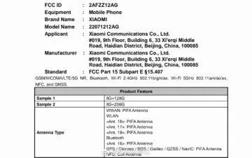 xiaomi 12t fcc