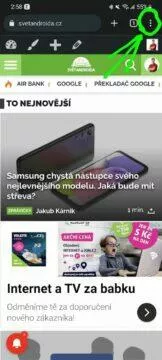 Android mobilní prohlížeč web záložky Google Chrome 1