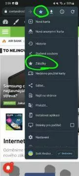 Android mobilní prohlížeč web záložky Google Chrome 2