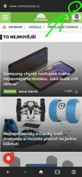 Android mobilní prohlížeč web záložky Opera 1