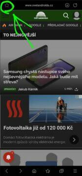 Android mobilní prohlížeč web záložky Samsung Internet 1