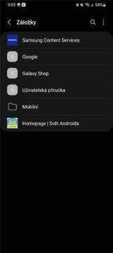 Android mobilní prohlížeč web záložky Samsung Internet 3