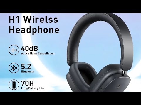 Baseus H1 Wireless Headphone 40dB ANC Active Noise Cancelling Bluetooth 5.2 Headset Earphone