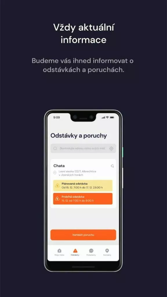 ČEZ mobilní aplikace Proud 3 poruchy