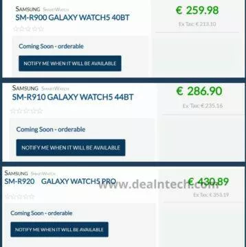 galaxy watch5 evropské ceny