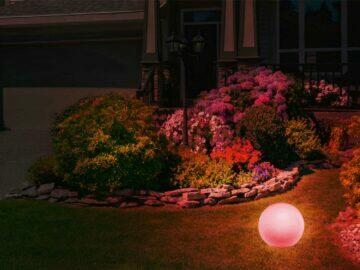 LIDL Livarno Home Zigbee LED RGB světelná koule červená tráva