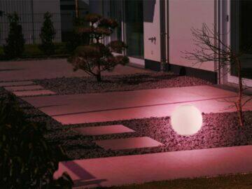 LIDL Livarno Home Zigbee LED RGB světelná koule růžová