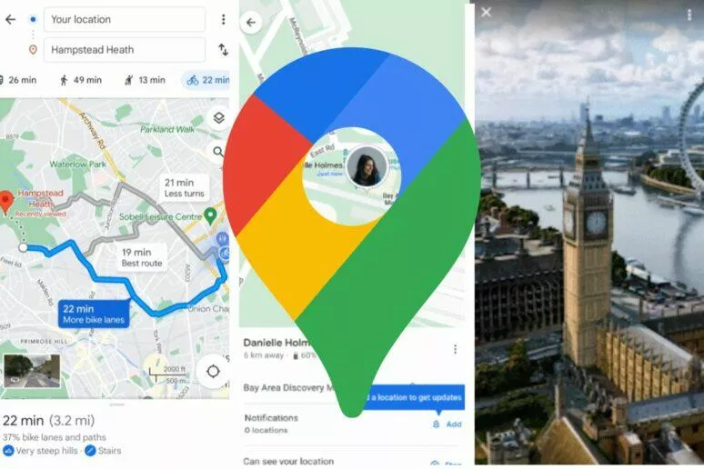 Mapy Google nové funkce léto 2022 sdílení polohy notifikace cyklo navigace ptačí pohled Mapy Google nové funkce léto 2022 sdílení polohy notifikace cyklo navigace ptačí pohled