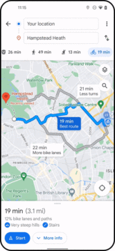 Mapy Google nové funkce léto 2022 vylepšená cyklo navigace