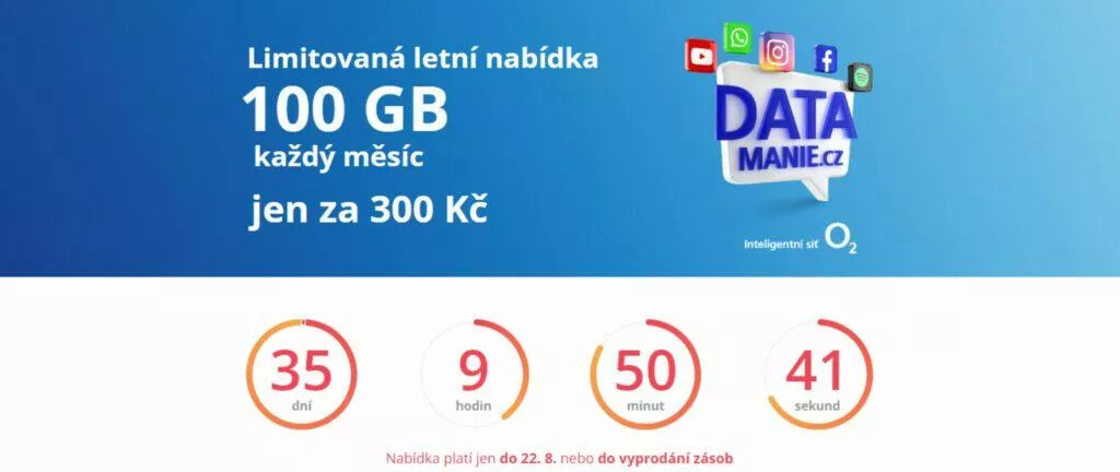 O2 datamanie 100 GB 2022 odpočet