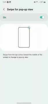 One UI 5 Android 13 Samsung ukázky gesta pop-up