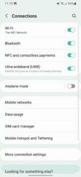 One UI 5 Android 13 Samsung ukázky UWB přepínač