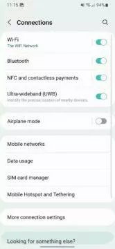 One UI 5 Android 13 Samsung ukázky UWB přepínač