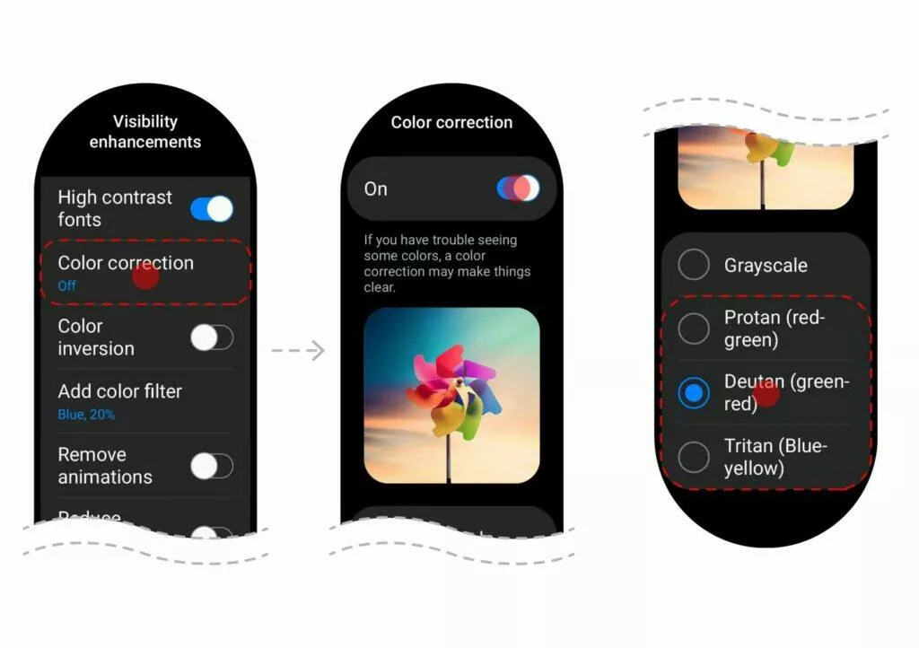 Samsung Galaxy Watch5 Wear OS 3.5 One UI Watch 3.5 korekce barev