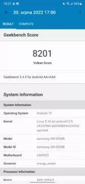 galaxy s22 ultra geekbench vulkan