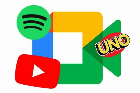 Google Meet doplňky YouTube Spotify UNO