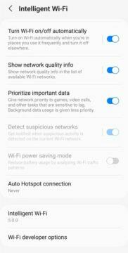 Samsung inteligentní wi-fi One UI 5.0 menu