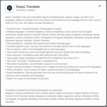 DeepL Translate Obchod Google Play popis