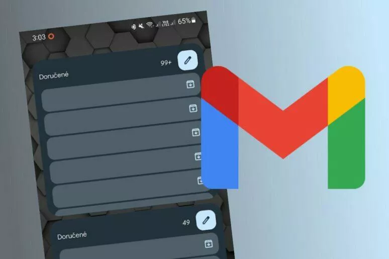Gmail aplikace Android widget vyšší hustota zpráv Gmail aplikace Android widget vyšší hustota zpráv