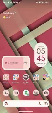 Google Pixel bateriový widget čas výdrž