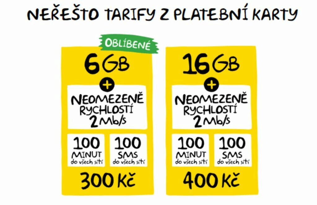 Kaktus Neřešto tarify 6 GB 16 GB nové 2022
