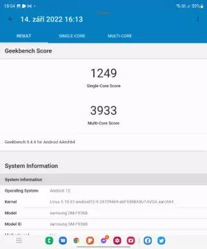 samsung galaxy z fold4 výsledek benchmark