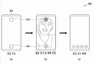 Samsung patent dva neviditelné foťáky odemykání mobilu