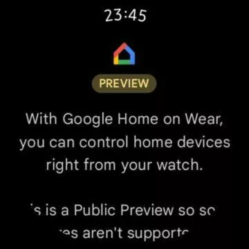 Google Home aplikace Wear OS hodinky ukázka 1