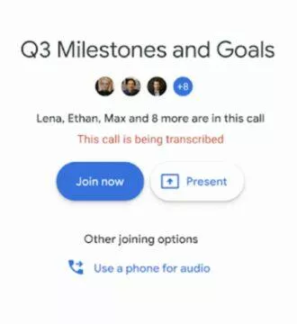 Google Meet přepis řeči na text ukázka upozornění Google Meet přepis řeči na text ukázka upozornění