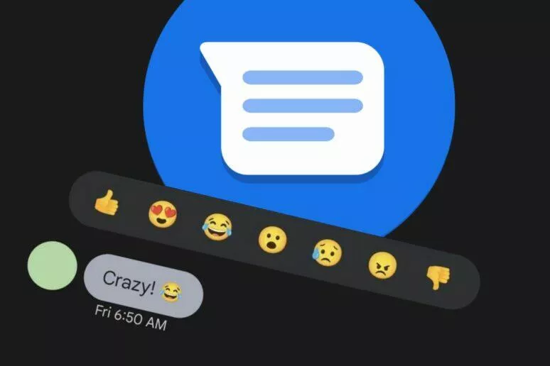 Google Zprávy SMS emoji reakce Google Zprávy SMS emoji reakce