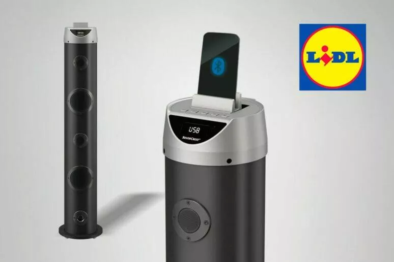 LIDL stojanový Bluetooth reproduktor Silvercrest akce sleva LIDL stojanový Bluetooth reproduktor Silvercrest akce sleva