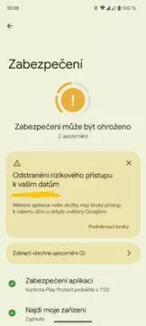 nový Security Privacy hub Android Pixel Centrum zabezpečení a soukromí menu CZ