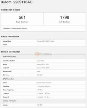 redmi note 11 pro 2023 geekbench